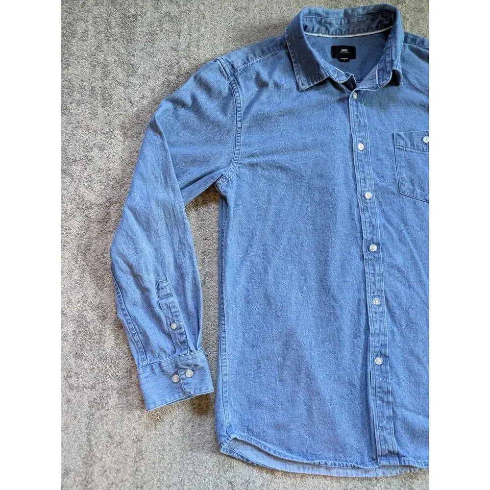 Vintage OBEY Long Sleeve Button Down Chambray Shirt - Large - Picture 5 of 15